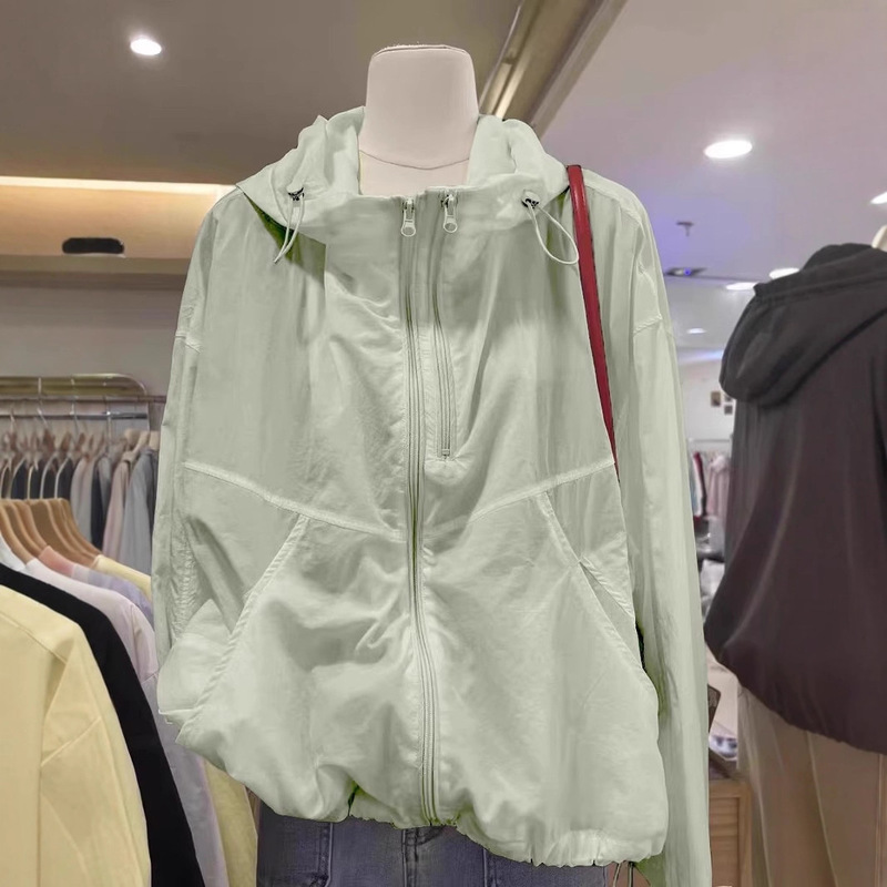 2025 Niche Summer Double Zipper Thin Versatile Hooded Jacket Lightweight Coat Sun Protection Solid Color Top Women Ins 2025 Niche Summer Double Zipper Thin Versatile Hooded Jacket Lightweight Coat Sun Protection Solid Color Top Women Ins