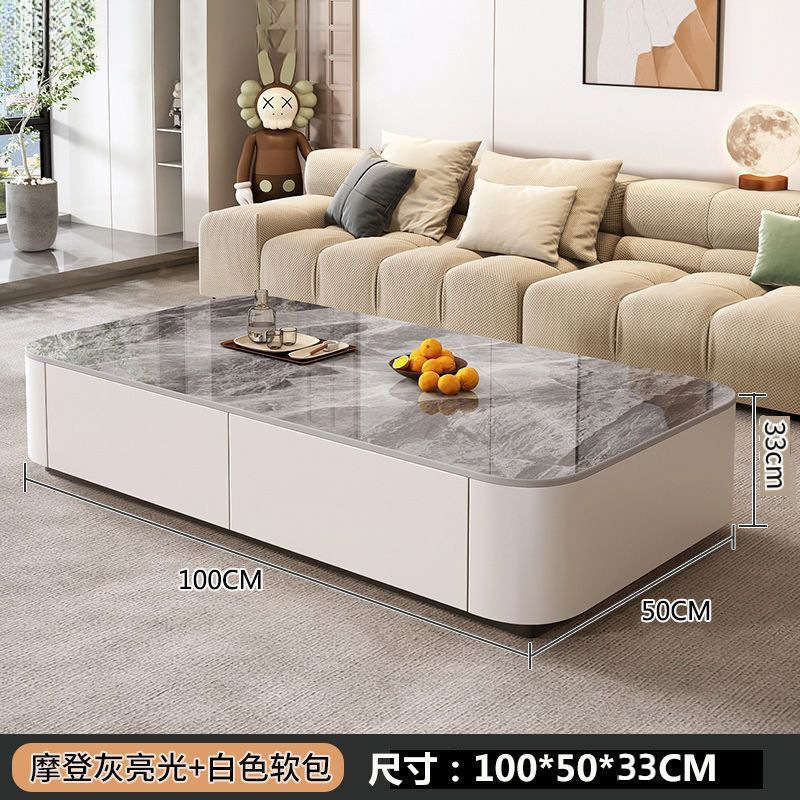 2025新型茶卓客間家庭用着地小戸型現代軽豪華茶卓岩板茶卓テレビ盤の組み合わせ|undefined