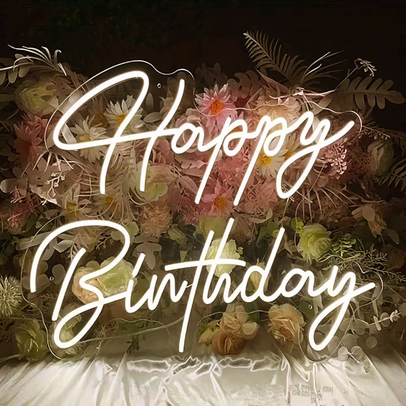 LED Happy Birthday Neon Sign / Two Colors Available Suitable for Party Decorations, Bedroom Bars