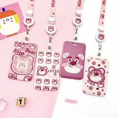 Cross-border wholesale cute card holder slide card holder double-sided printing student campus card bus card access card protective cover