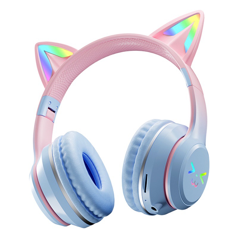 Nuevo gato oreja de emisión de luz auricular Bluetooth gradiente de color juego e-deportes ancla auriculares inalámbricos fábrica al por mayor