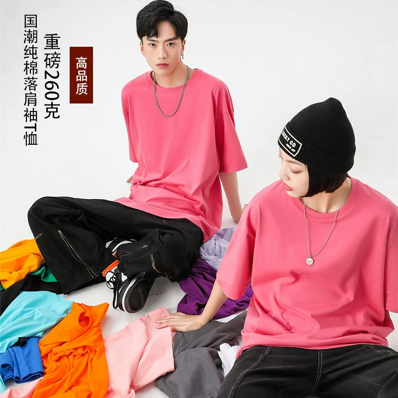 Тяжелый хлопок с рукавами с рукавами с круглым вырезом