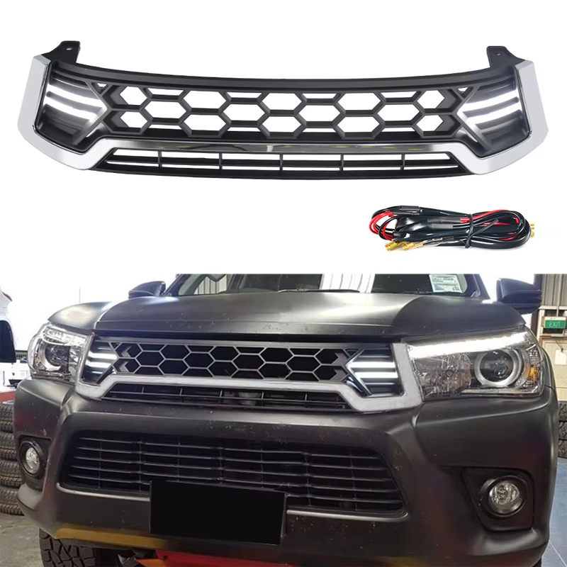 Suitable for Toyota Hilux Revo Front Grille, Pickup Truck Off-Road Front Grille Plastic Modification Parts