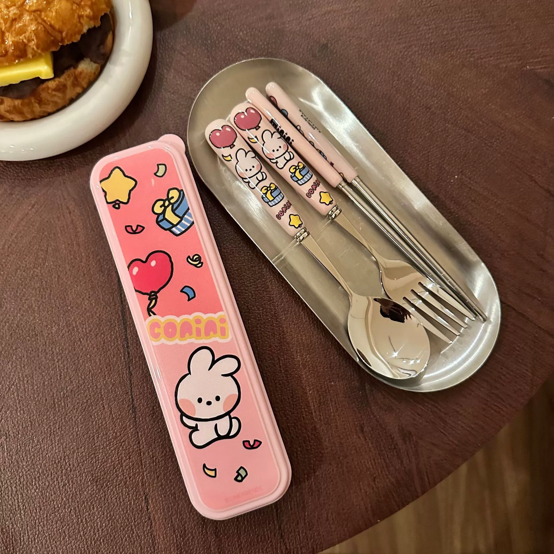 Genuine high quality tableware stainless steel, cute ceramic handheld set for home use