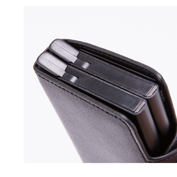 Caja de tarjeta de crédito anti-desmagnetizante para hombres y mujeres Caja de tarjeta bancaria de aleación de aluminio Doble