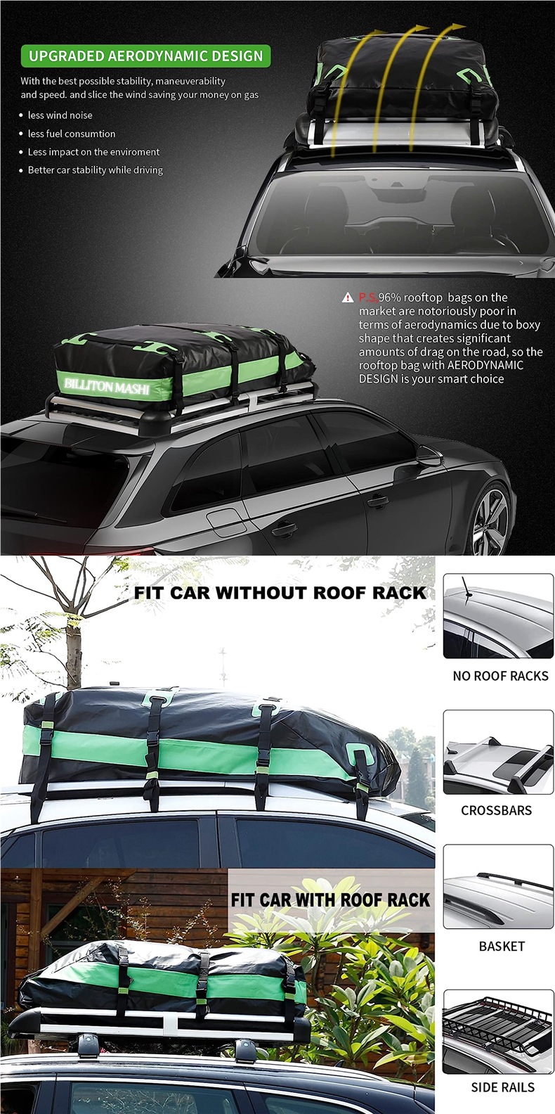 【New Arrivals】Luggage Rack Roof Bag Waterproof Rainproof Luggage Bag Car Roof Rack Suitcase Car Storage Bag