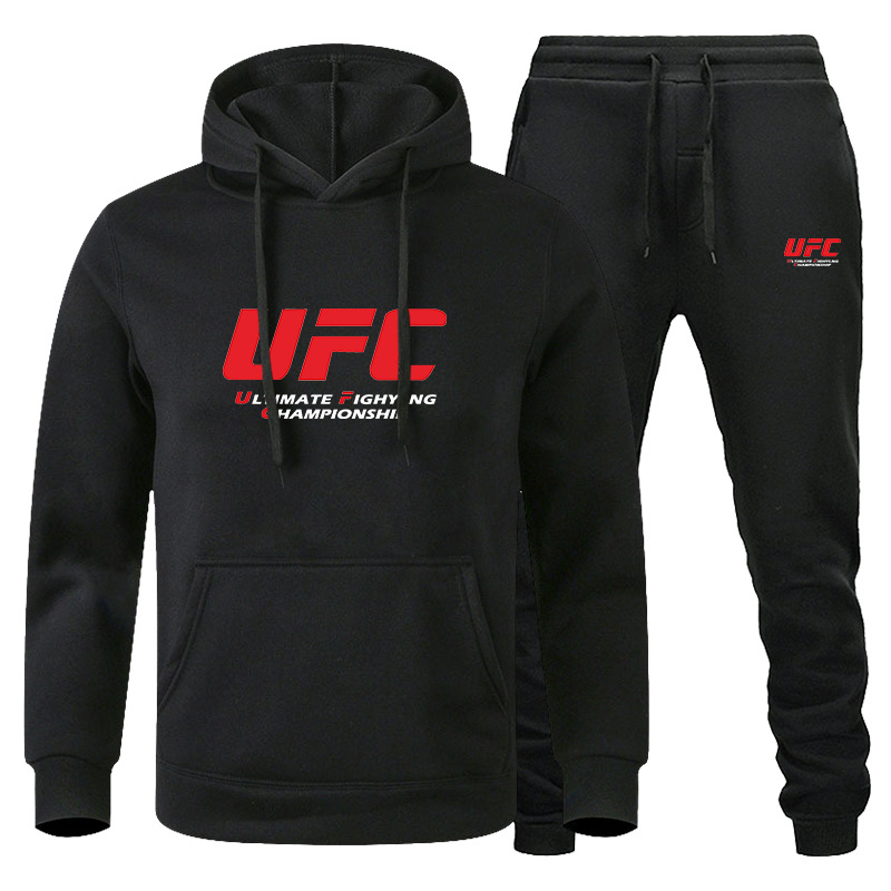 Traje de suéter de hombre transfronterizo de amazon otoño e invierno sudadera con capucha de lana roja UFC comercio exterior ocio traje deportivo