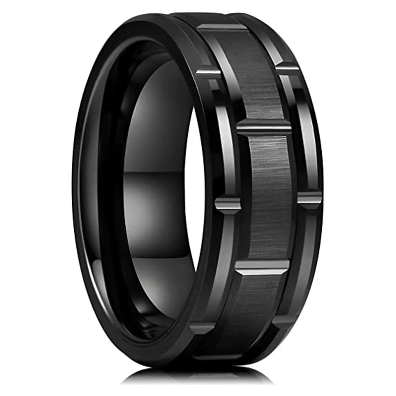 Xinghe Amazon поставляет 8 мм титановое стальное проволочное кольцо для рисования личности для мужчин и женщин, комбинированное кольцо из нержавеющей стали, оптовая продажа