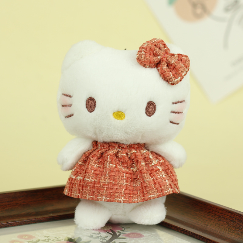 Lindo gatito colgante muñeca de juguete de peluche Chanel estilo gatito colgante llavero muñeca