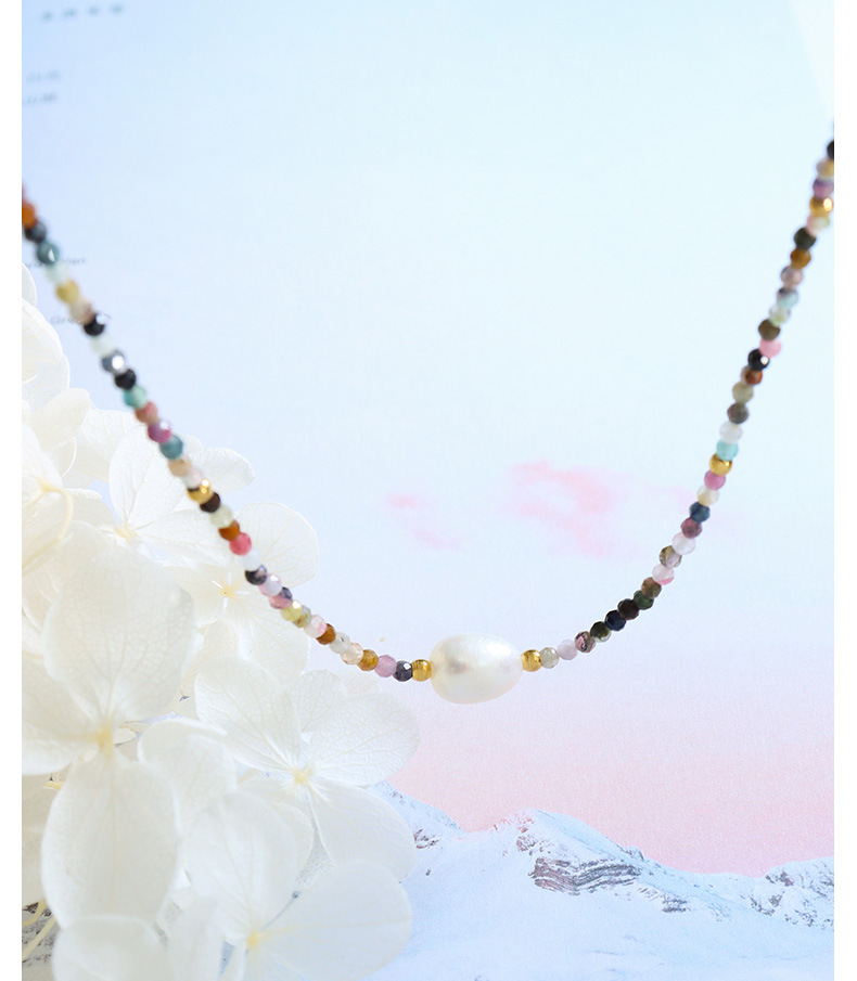 Elegant Geometric natural stone Pearl Titanium Steel Necklace 1 Piece