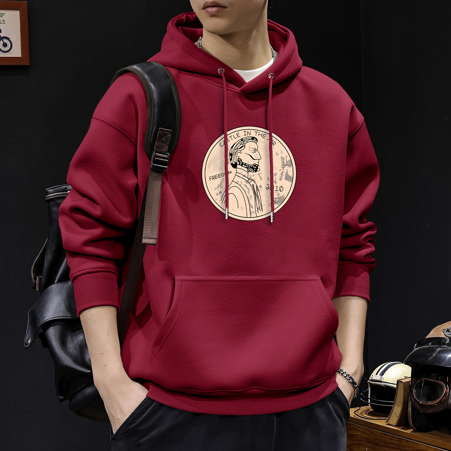 Chaqueta con capuz de moda masculina primavera y otoño nuevo tipo suelto simple pareja con chaqueta de lana de hombre