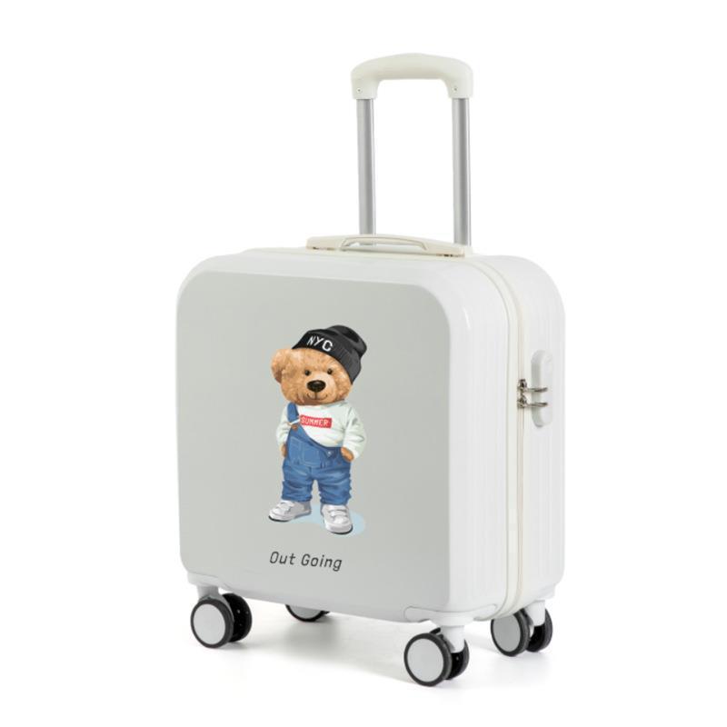 Lindo equipaje para niños de las mujeres de dibujos animados ligero trolley caso niño y madre embarque universal rueda 18 pulgadas maleta contraseña