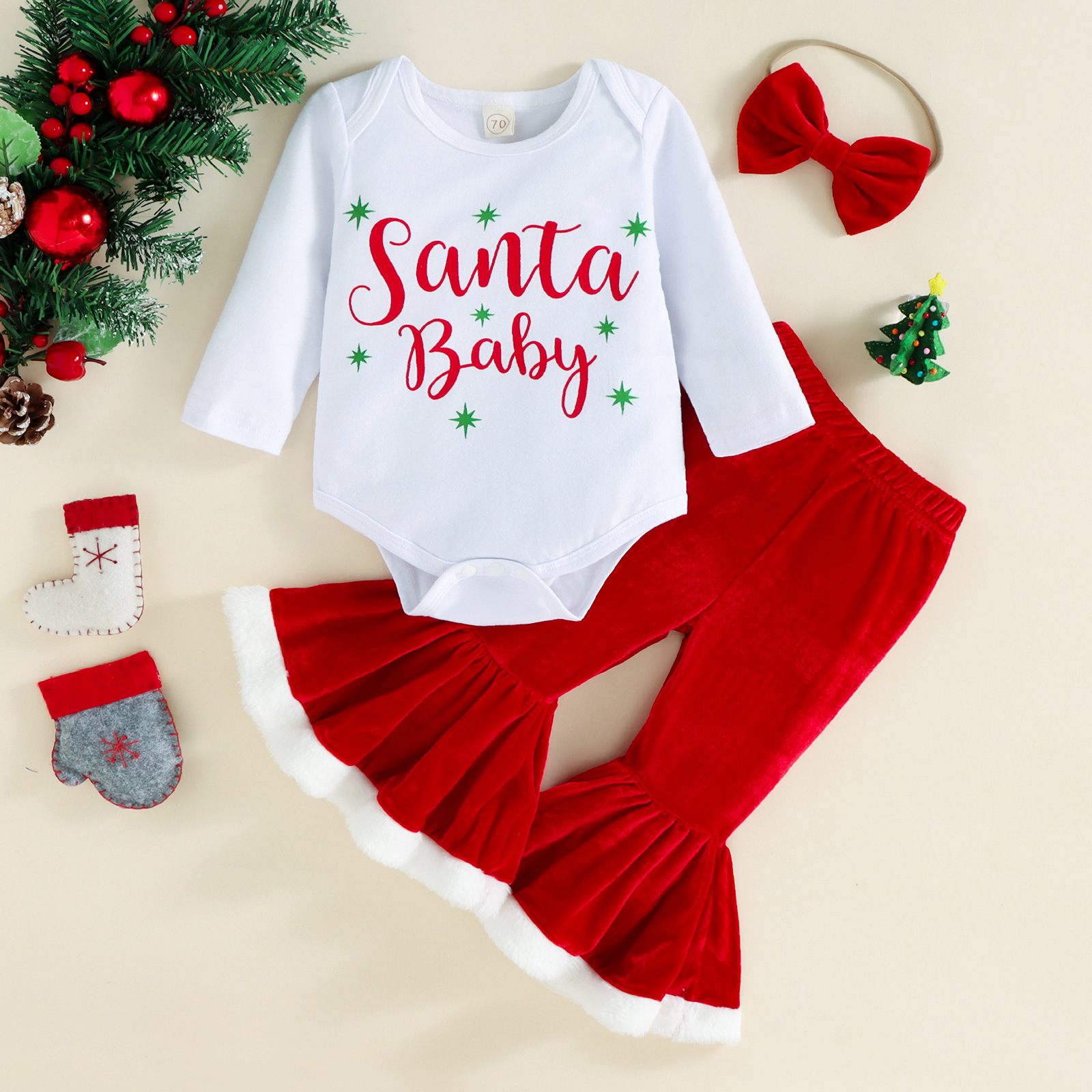 Conjuntos De Ropa Para Niñas De Algodón Con Estampado De Letras De Moda De Navidad display picture 4