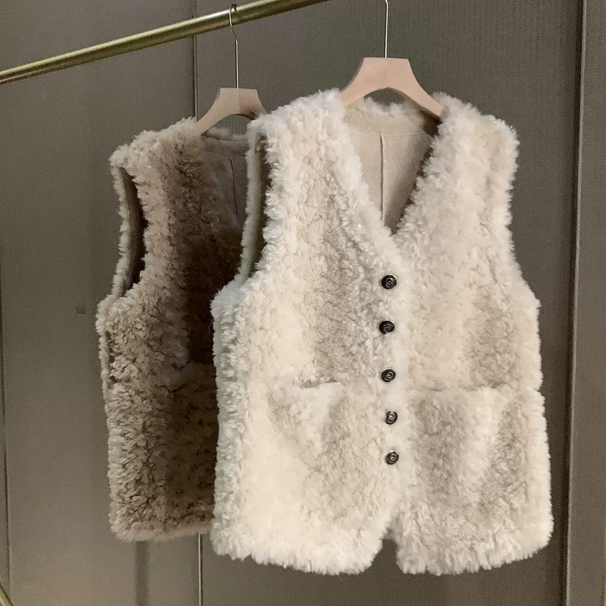 Демисезонный жилет, искусственная шерсть (имита lambswool), Западный стиль, утолщённый, женский повседневный слой