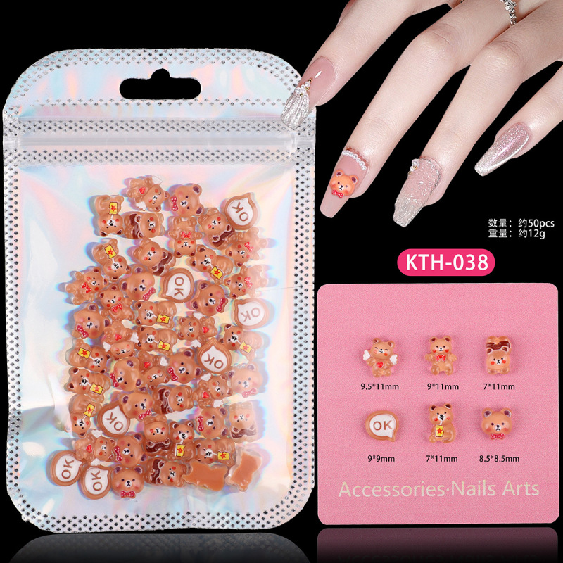 人気のネイルアートアクセサリーヒョウ柄 KT 猫バタークマバブルマートネイルアート漫画 diy ウェアラブルネイルアクセサリー|undefined