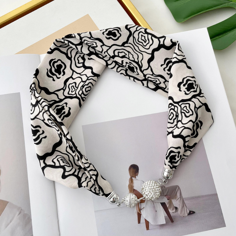 Nueva hebilla magnética bufanda collar cuello decoración perezoso multi-funcional bufanda elegante todo-fósforo correa de muñeca bufanda decorativa banda de pelo