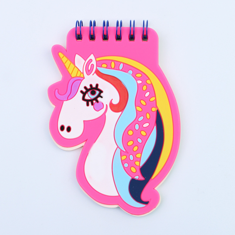 Cubierta de silicona pequeña bobina libro mini dibujos animados especial en forma de cuaderno papelería creativa forma de animal lindo con pluma