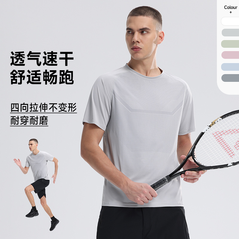 Comercio exterior transfronterizo de hombres al aire libre impresión digital camiseta ligera transpirable hombre cuello redondo secado rápido mangas cortas