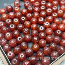 天然红玛瑙老料回纹桶珠老型珠战国红散珠文玩串珠配饰配件批发