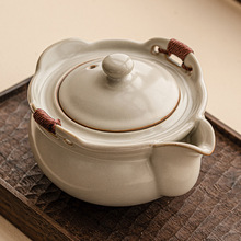 米黄汝窑手抓壶单个高档陶瓷泡茶壶防烫家用功夫茶具单壶带盖