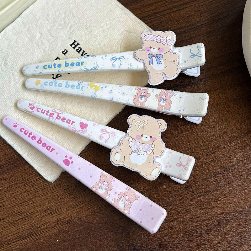 Floral Cute Bear Hair Clip Large Duckbill Clip Cute Bangs Hairpin Cartoon Hair Accessory New Floral Cute Bear Hair Clip Large Duckbill Clip Cute Bangs Hairpin Cartoon Hair Accessory New