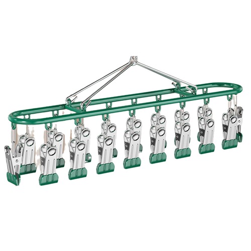 Stainless steel 20 clip balcony magic clothes hanger sock clip invisible sock hanger household multi-functional hair dryer clip