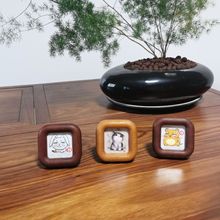 迷你小相框实木榫卯画框木质摆台文创正方形摆件创意柚木檀木diy