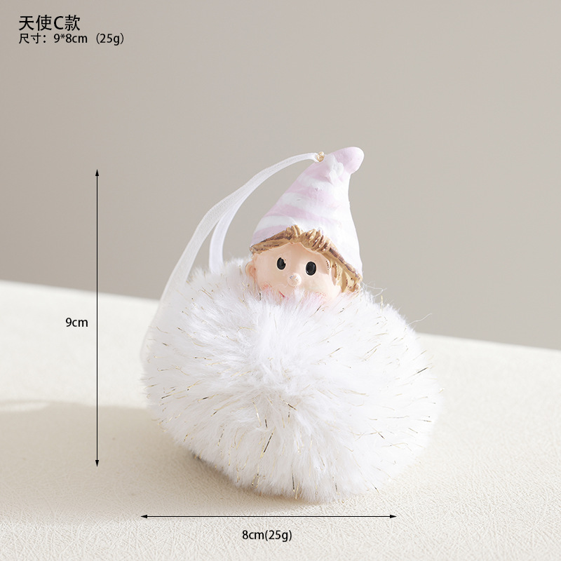 Nuevos productos transfronterizos de madera de peluche rosa chicas colgantes de resina decoraciones de Navidad colgantes de ángel