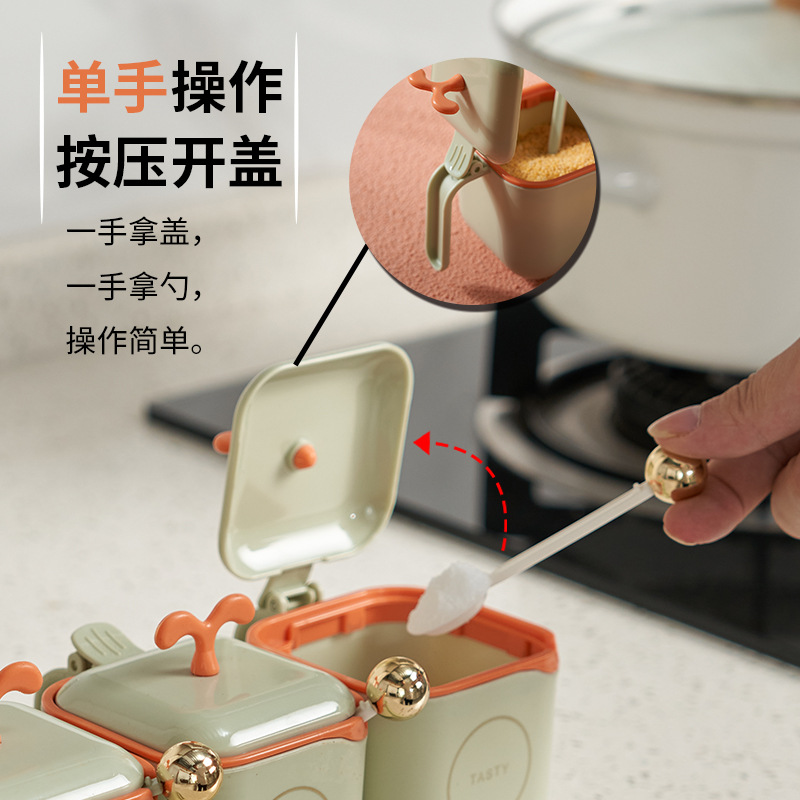 Hogar cocina condimento combinación traje condimento caja sal MSG tarro condimento botella compartimiento condimento caja