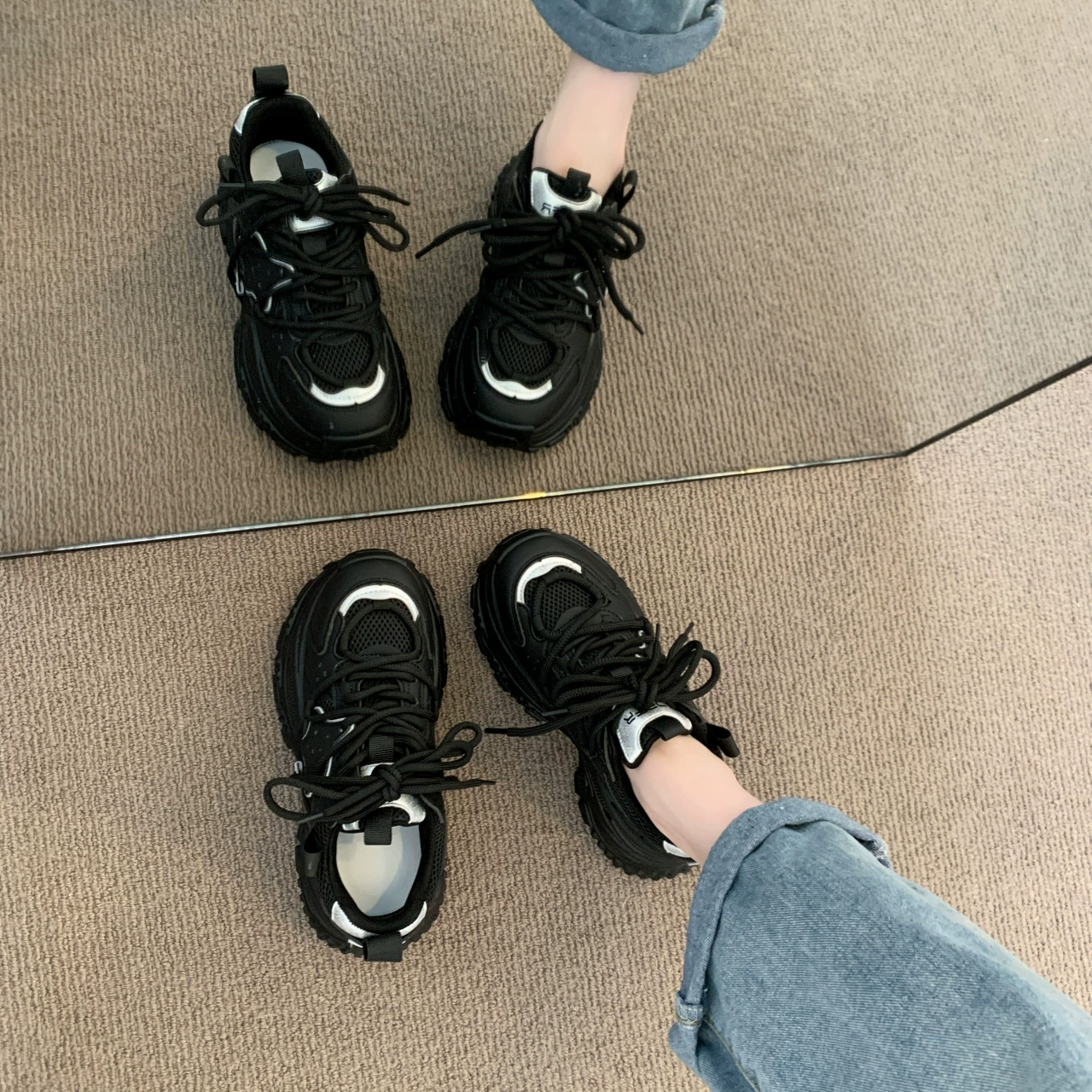 Легкие женские кроссовки из сетки на весну 2024 года, в стиле ретро, модные повседневные спортивные кроссовки «dad shoes», дышащие, универсальные