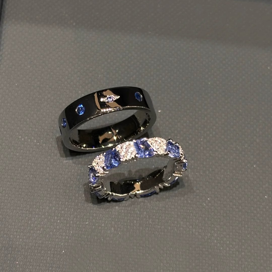 [Black Ring Inlaid] Original Retro High-End Couple Ring Ring for Men and Women, Niche Gift for Boyfriend and Girlfriend