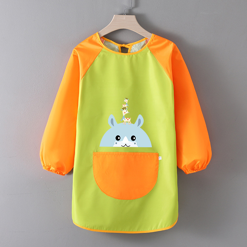 Children's Overalls with Painting Long Sleeve Waterproof Apron for Kids Baby Kindergarten Art Print Word Apron Painting Coverall