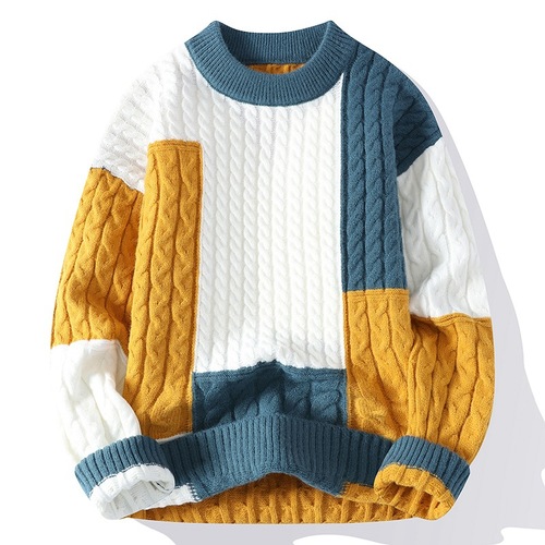 Cross-border best-selling men's half-high collar loose warm knitted sweater, large men's clothing, direct sales from the manufacturer