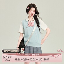 花铃太太哲之道针织马甲夏款学院风毛衣针织短袖穿搭薄款女jk制服