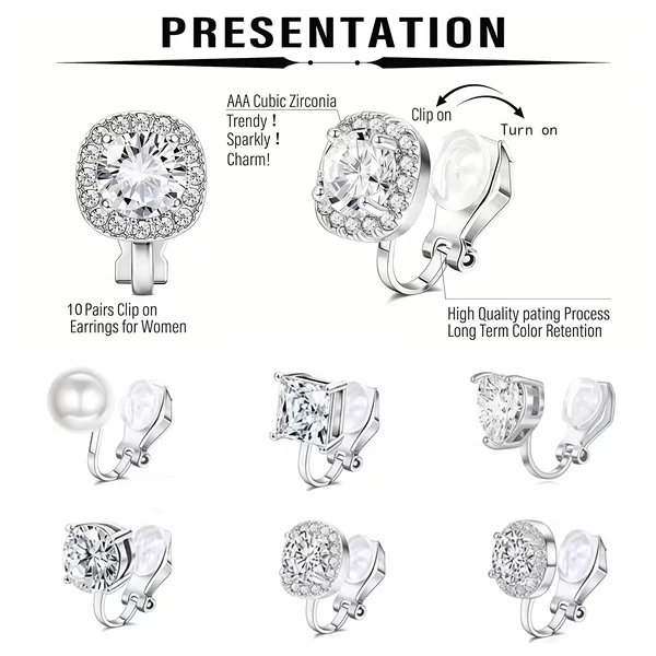 European and American Hot-Selling Simple Sparkling Zircon Painless Pierced Ear Clip Four-Claw Earrings Ear Bone Clip Japanese and Korean Earrings for Women