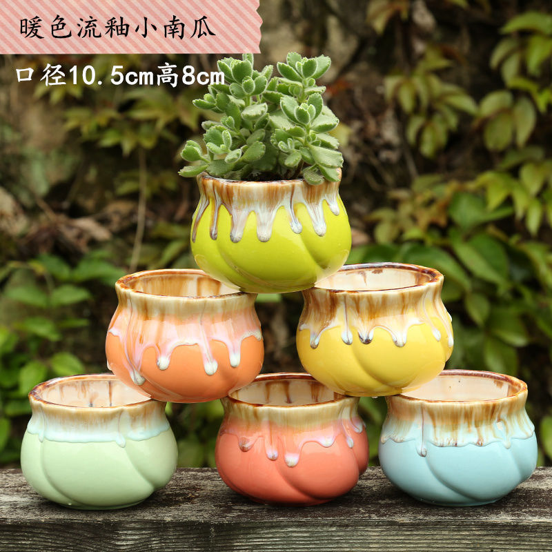 6 macetas de cerámica carnosas personalidad simple fresca pequeña maceta de color cuadrada balcón carnosas una pieza