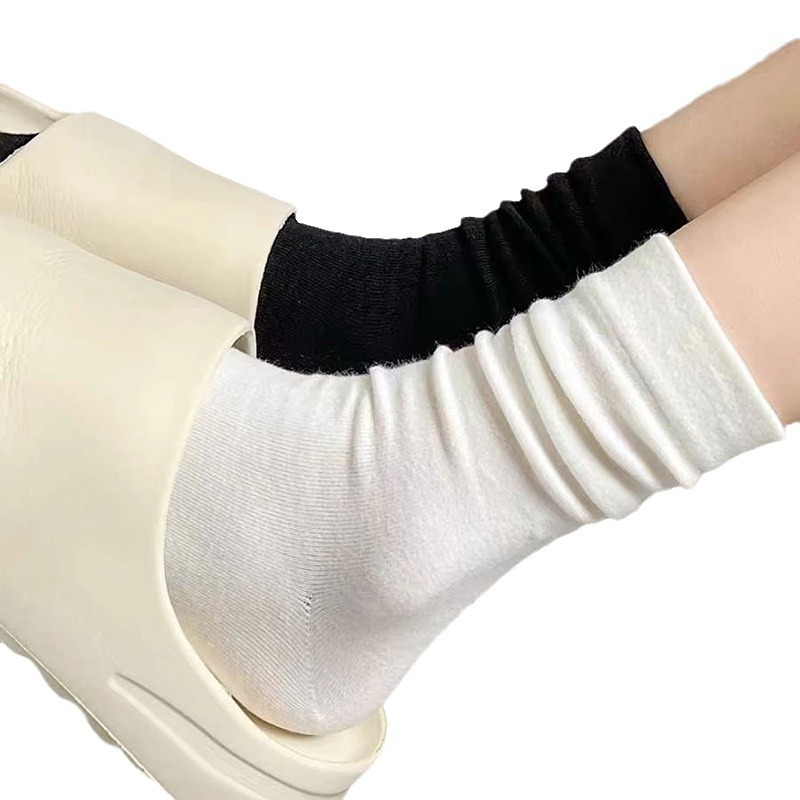 Calcetines sin hueso delgados, calcetines de pila blanca, calcetines de luna, calcetines de algodón sólido de moda, calcetines japonesas coreanas, etc.