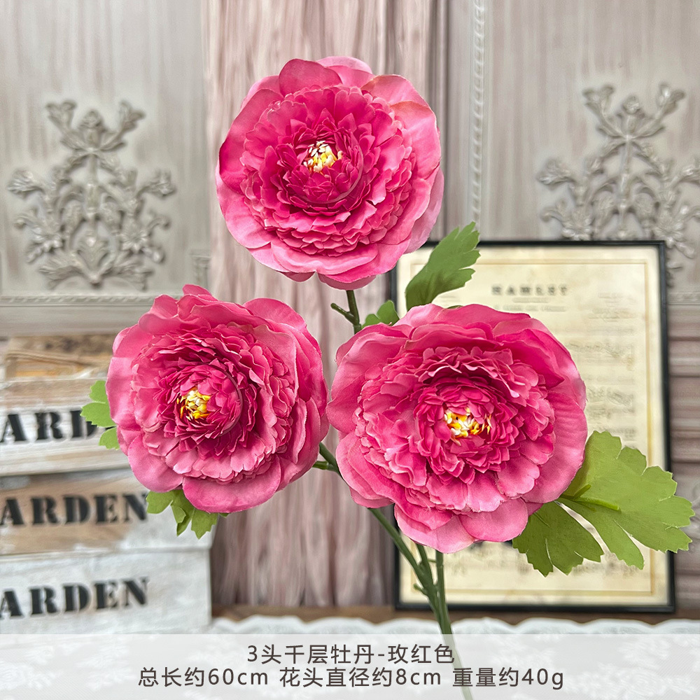HZ-3 ดอกโบตั๋นพันชั้น - สีแดงกุหลาบ