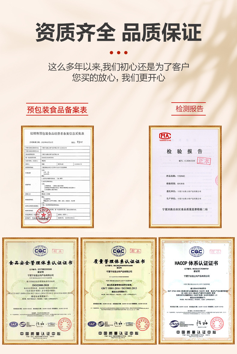 Dried Goji Berries Gou Qi Zi Ningxia Premium First Harvest 250g Resealable Pouch specifications