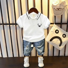 兒童夏季短袖兩件套2021新款男童韓版小寶寶洋氣POLO衫夏裝套裝潮