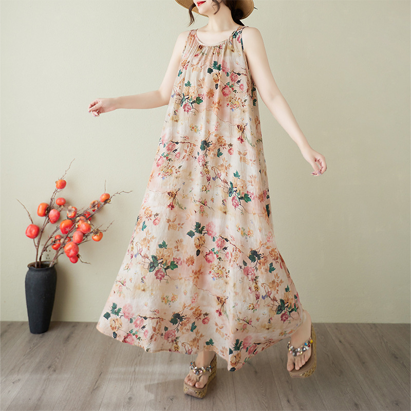 2025 Summer New Collection: Free Style Series Relaxed Lazy Dress Minimalist Floral Sleeveless Maxi Dress 2025 Summer New Collection: Free Style Series Relaxed Lazy Dress Minimalist Floral Sleeveless Maxi Dress