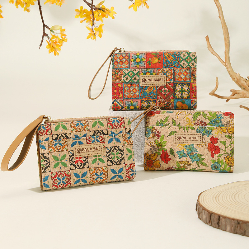 2026 New Cork Vintage Card Holder Small Wallet Portuguese Cork Bark Amazon Bestseller Handheld Multifunctional