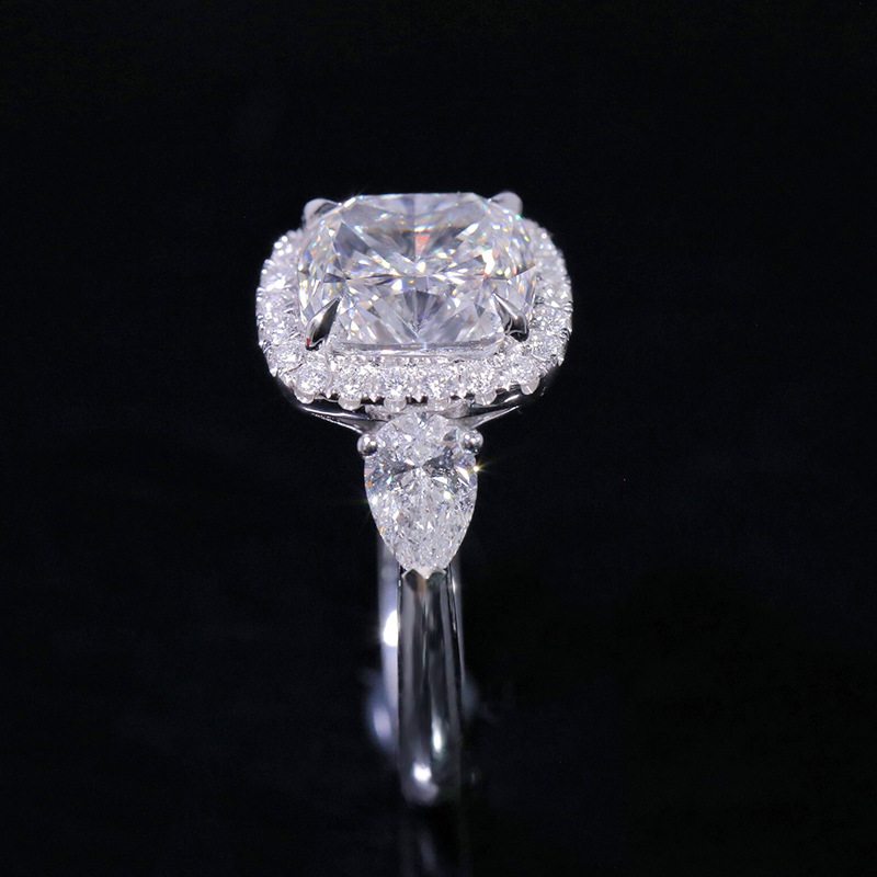 Luxury Full Diamond 5 Carat Cushion Diamond Ring Female Diamond Open Ring Wholesale display picture 6