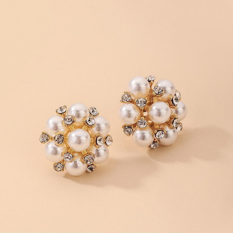Nihaojewelry Bijoux En Gros Incrusté De Strass Perle Boucles D&#39;oreilles Fleur display picture 7