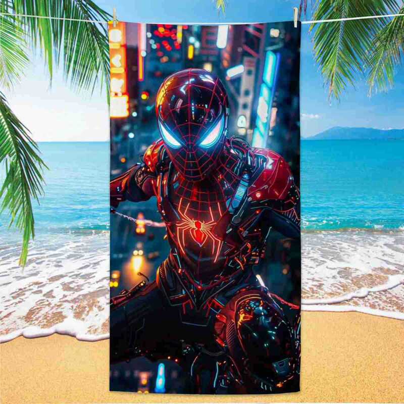 Spider-Man Printed Bath Towel Marvel Series Anime Christmas Spider-Man Microfiber Beach Towel Christmas Gift