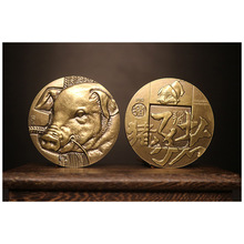 上海造币厂 十二生肖纪念章 罗永辉 高浮雕工艺 60mm  猪年大铜章