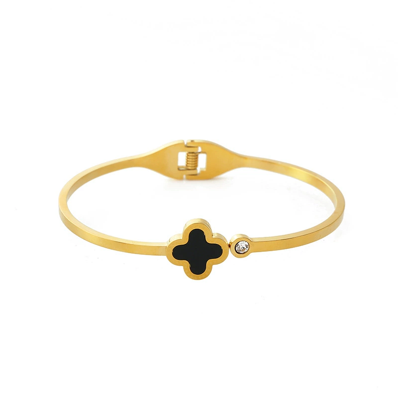 Гипоаллерген bracelet женское из нержавеющей стали, четырёхлистный клевер, оптом, (Торговля через границу), инфлюенсер