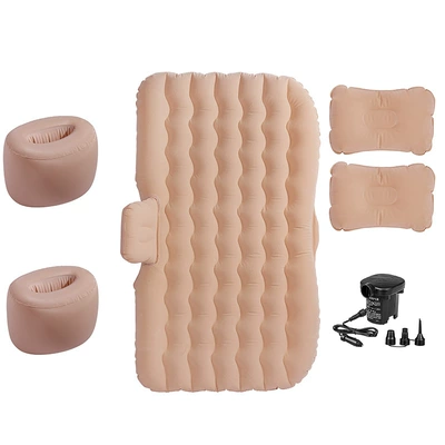 Vehicle-mounted inflatable bed: bed car inner and rear - split-flocking-wavy-beige-double-pier