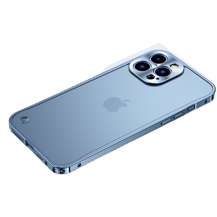 Aplicable iPhone16 funda para teléfono móvil placa posterior esmerilada 14 marco de metal Apple 15 hebilla de caballito de mar cubierta protectora con todo incluido fábrica