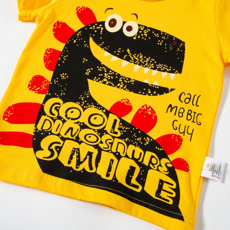 2024 verano nuevos niños de dibujos animados de dinosaurio de manga corta Camiseta de los muchachos camiseta bebé superior venta al por mayor de una sola pieza entrega